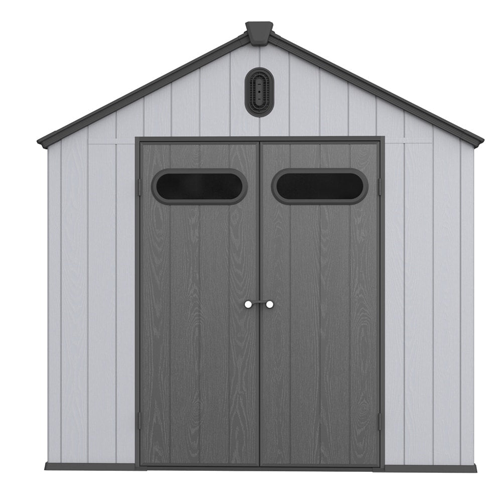 Abri de rangement extérieur en plastique et résine toutes saisons de 6 pi x 4 pi/6 pi x 8 pi/8 pi x 6 pi/8 pi x 10 pi avec plancher, abri à outils Spire