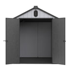 Abri de rangement extérieur en plastique et résine toutes saisons de 6 pi x 4 pi/6 pi x 8 pi/8 pi x 6 pi/8 pi x 10 pi avec plancher, abri à outils Spire
