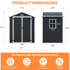 Abri de rangement extérieur en plastique et résine toutes saisons de 6 pi x 4 pi/6 pi x 8 pi/8 pi x 6 pi/8 pi x 10 pi avec plancher, abri à outils Spire