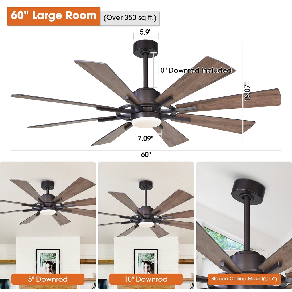 Ventilateur de plafond à LED intégré Parrot Uncle 60 Farmhouse avec lumière et télécommande