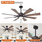 Ventilateur de plafond à LED intégré Parrot Uncle 60 Farmhouse avec lumière et télécommande