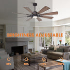 Ventilateur de plafond à LED intégré Parrot Uncle 60 Farmhouse avec lumière et télécommande
