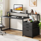Bureau d'ordinateur 63 avec support d'écran, bureaux ergonomiques pour la maison avec tiroirs et classeur