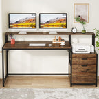Bureau d'ordinateur 63 avec support d'écran, bureaux ergonomiques pour la maison avec tiroirs et classeur