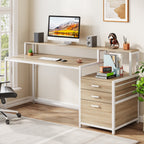 Bureau d'ordinateur 63 avec support d'écran, bureaux ergonomiques pour la maison avec tiroirs et classeur