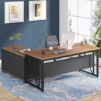 Bureau d'ordinateur en L de 63 pouces avec classeur latéral de 47 pouces, ensemble de bureau exécutif pour la maison