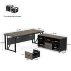 Bureau d'ordinateur en L de 63 pouces avec classeur latéral de 47 pouces, ensemble de bureau exécutif pour la maison