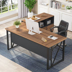 Bureau d'ordinateur en L de 63 pouces avec classeur latéral de 47 pouces, ensemble de bureau exécutif pour la maison