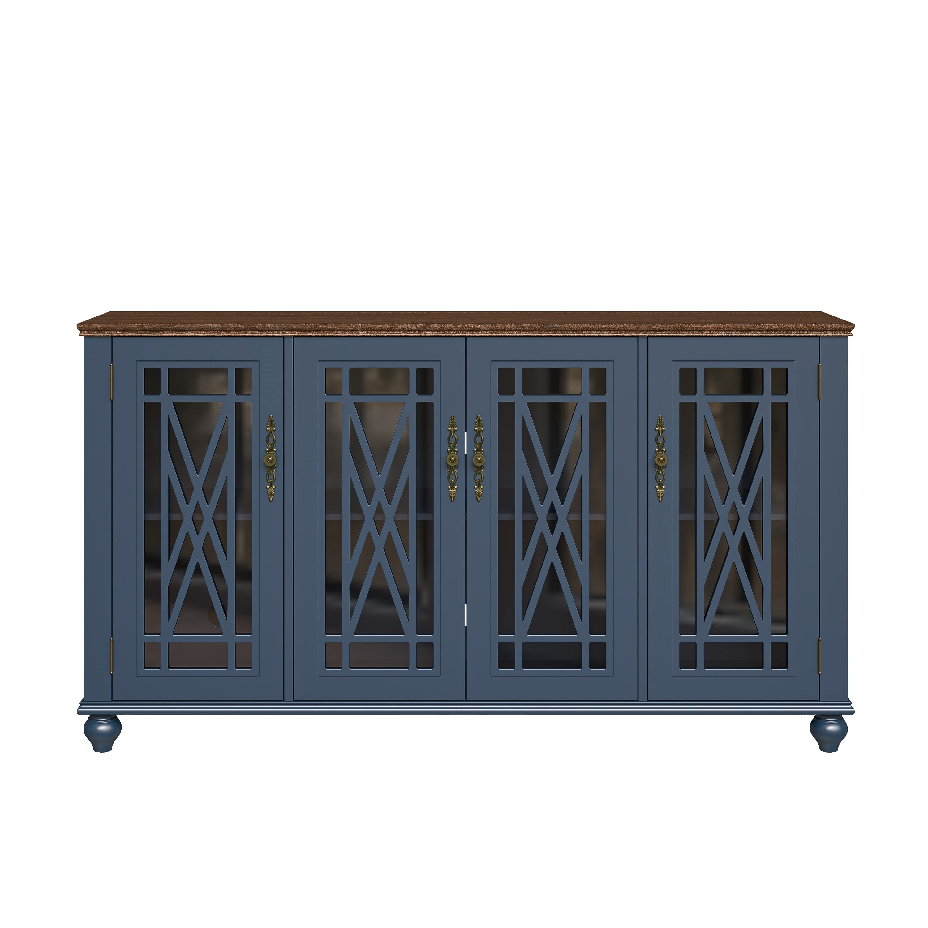 Buffet d'appoint de cuisine en bois de style vintage de 63 po de largeur