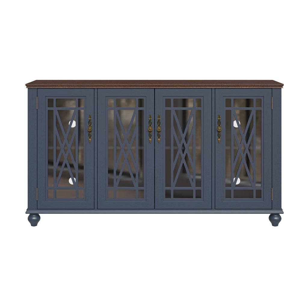 Buffet d'appoint de cuisine en bois de style vintage de 63 po de largeur