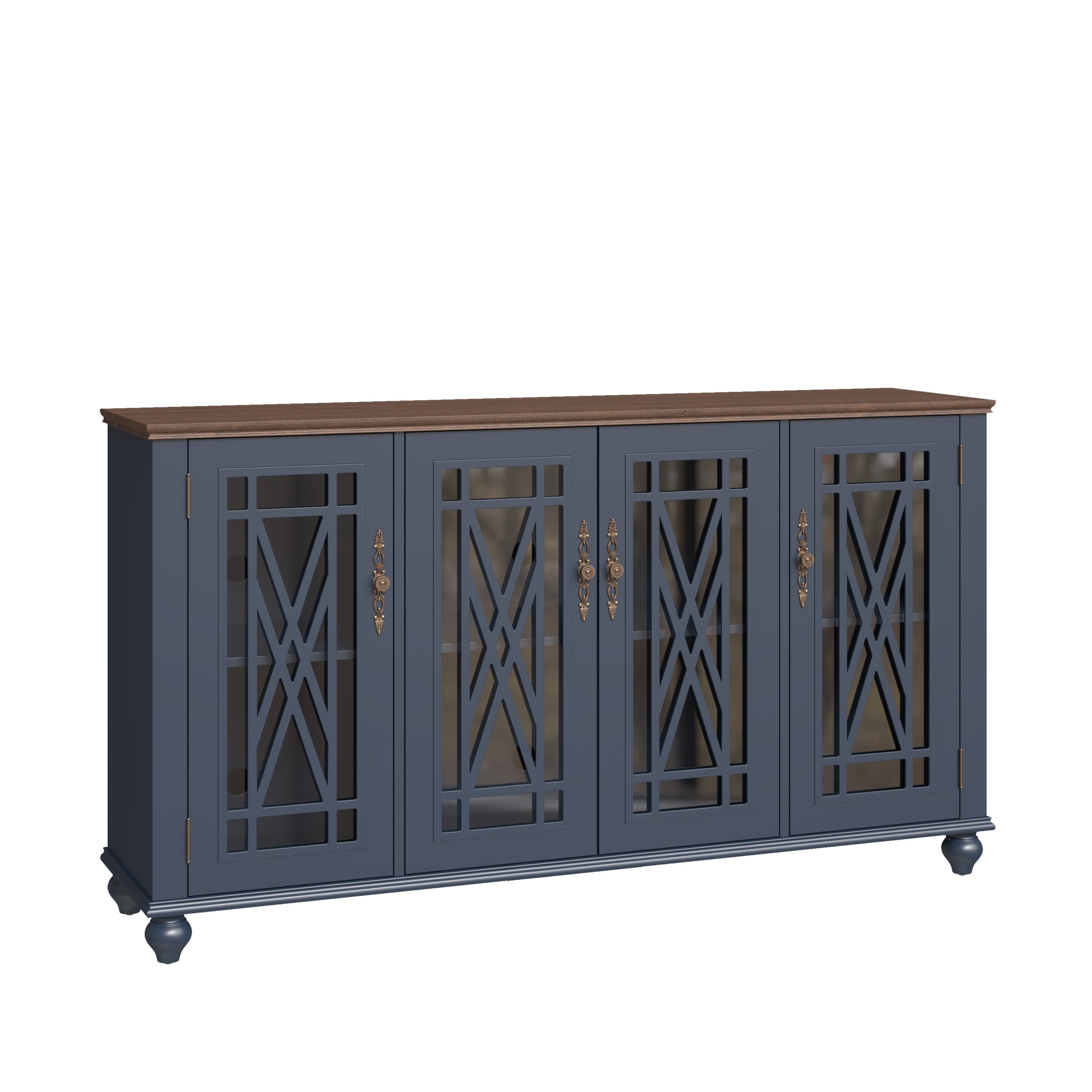 Buffet d'appoint de cuisine en bois de style vintage de 63 po de largeur