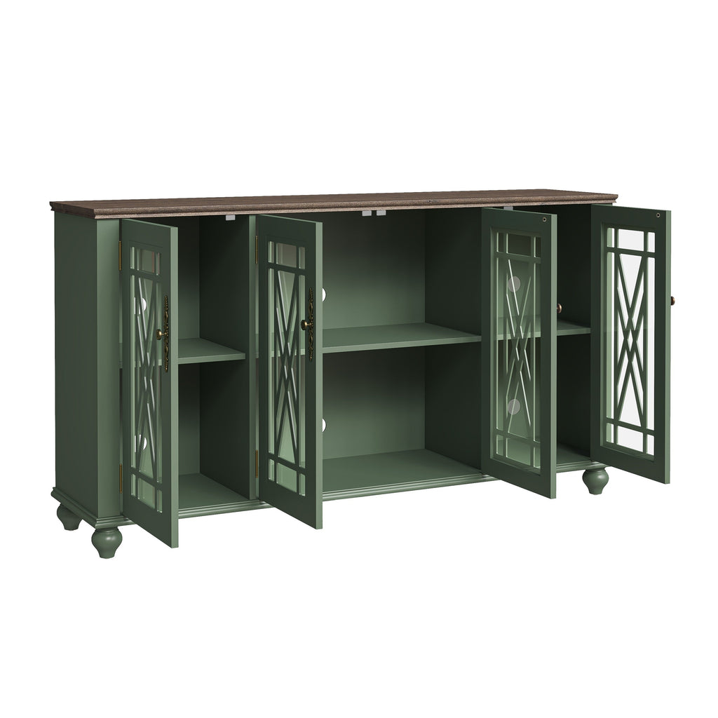 Buffet d'appoint de cuisine en bois de style vintage de 63 po de largeur