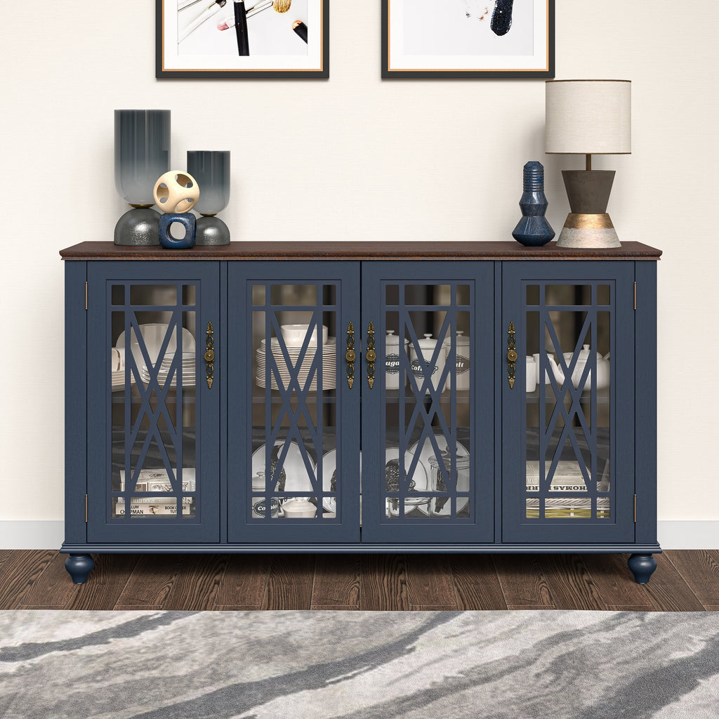 Buffet d'appoint de cuisine en bois de style vintage de 63 po de largeur