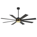 Ventilateur de plafond LED noir à 8 pales de 65 pouces avec éclairage et télécommande