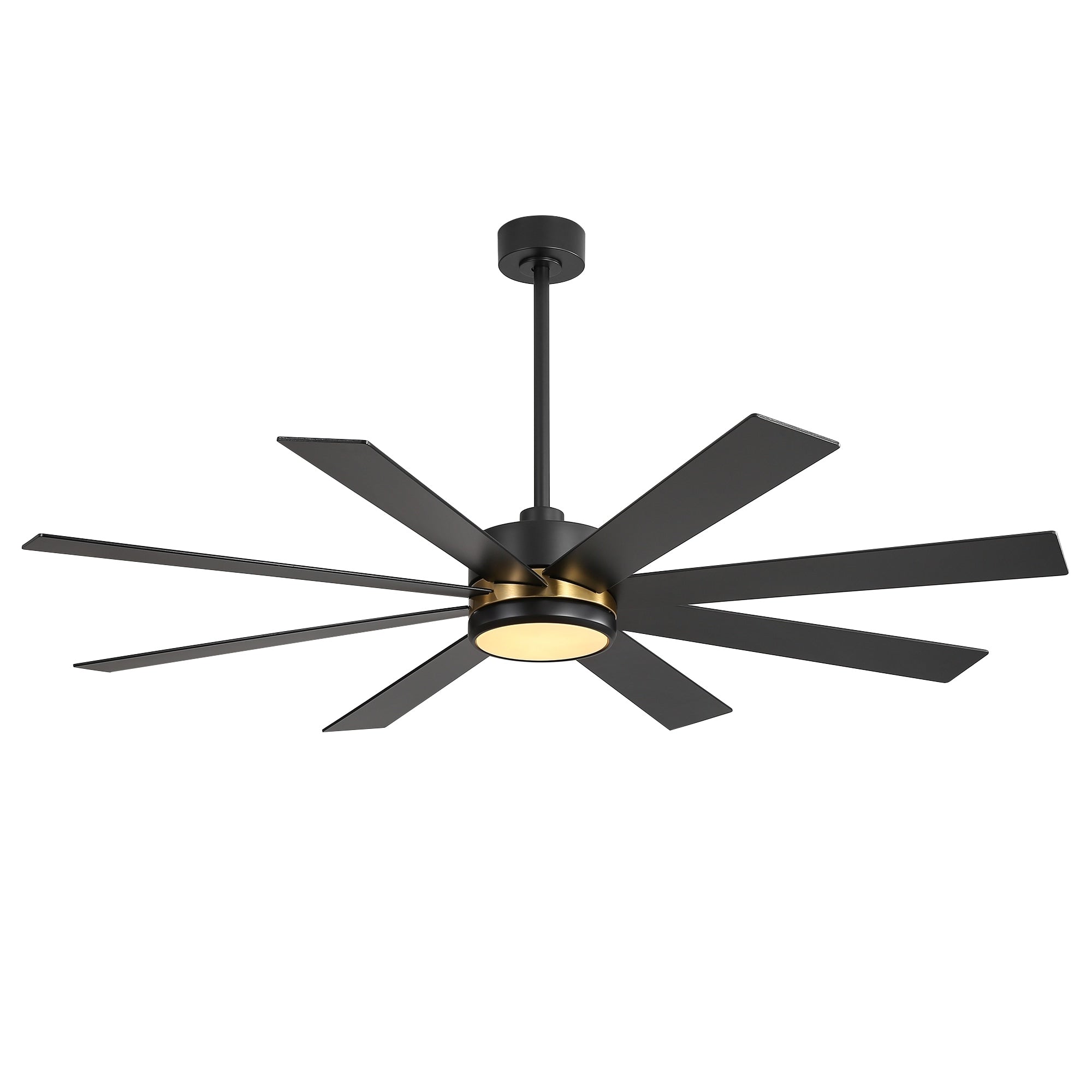 Ventilateur de plafond LED noir à 8 pales de 65 pouces avec éclairage et télécommande