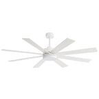 Ventilateur de plafond LED noir à 8 pales de 65 pouces avec éclairage et télécommande