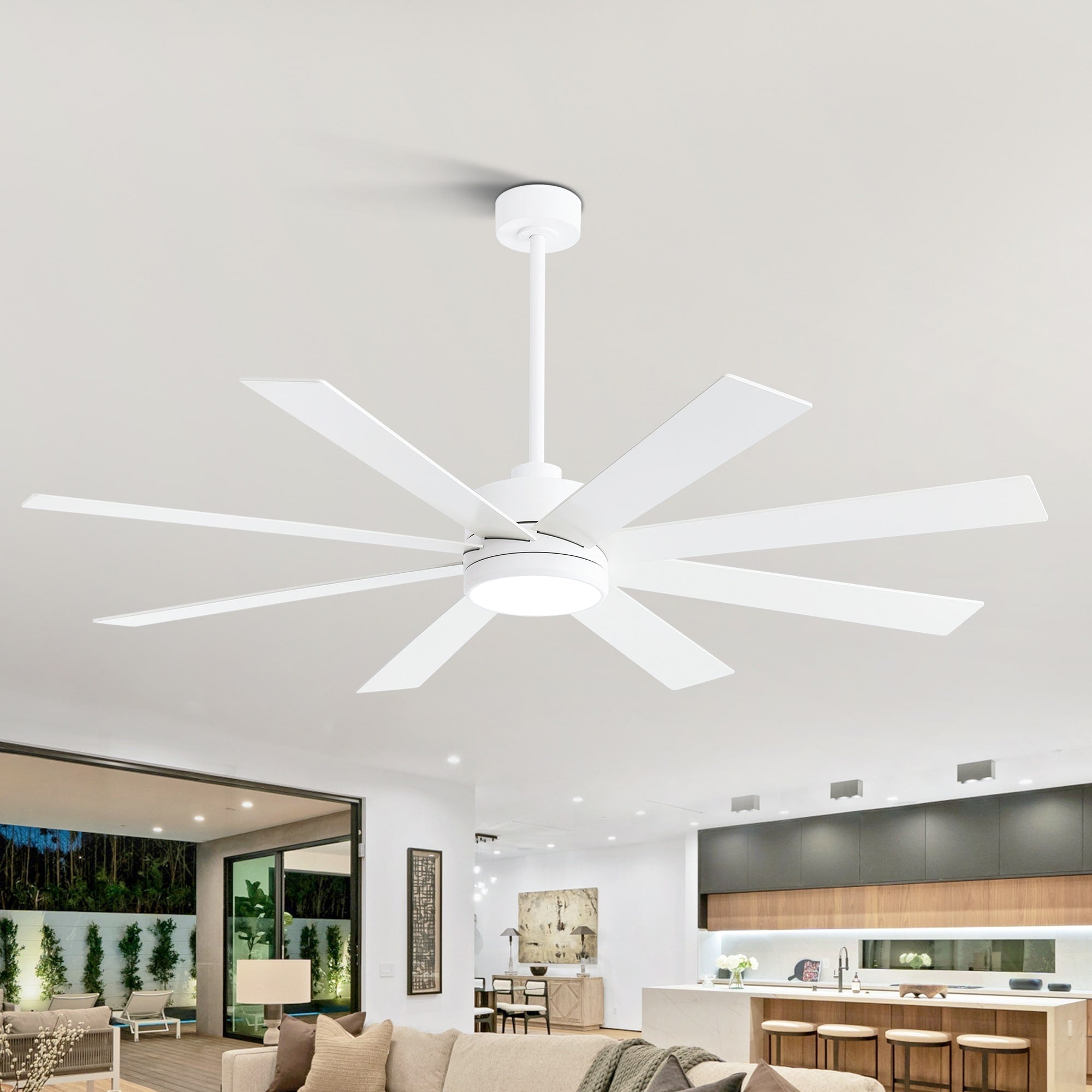 Ventilateur de plafond LED noir à 8 pales de 65 pouces avec éclairage et télécommande