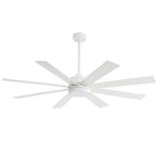 Ventilateur de plafond LED noir à 8 pales de 65 pouces avec éclairage et télécommande