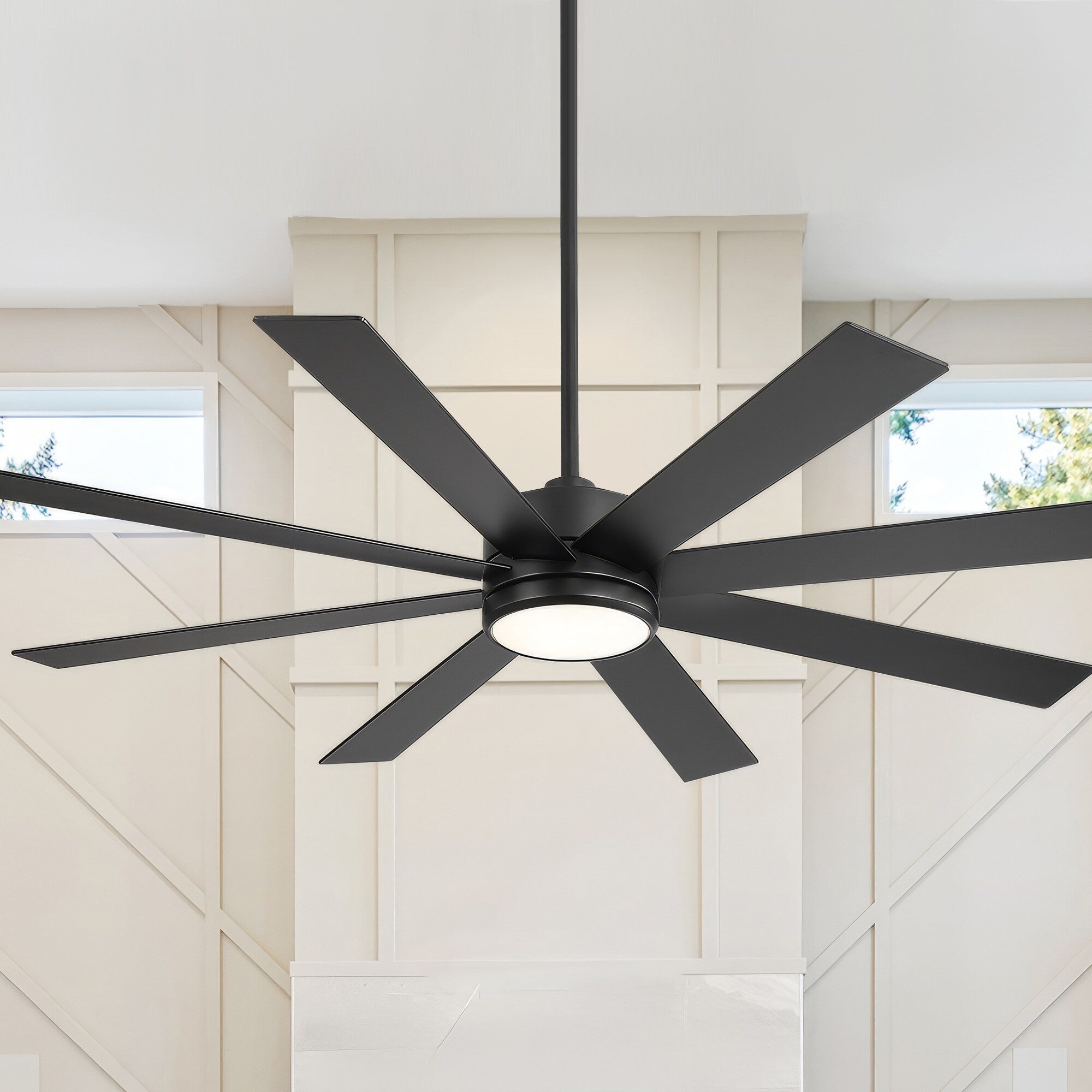 Ventilateur de plafond LED noir à 8 pales de 65 pouces avec éclairage et télécommande