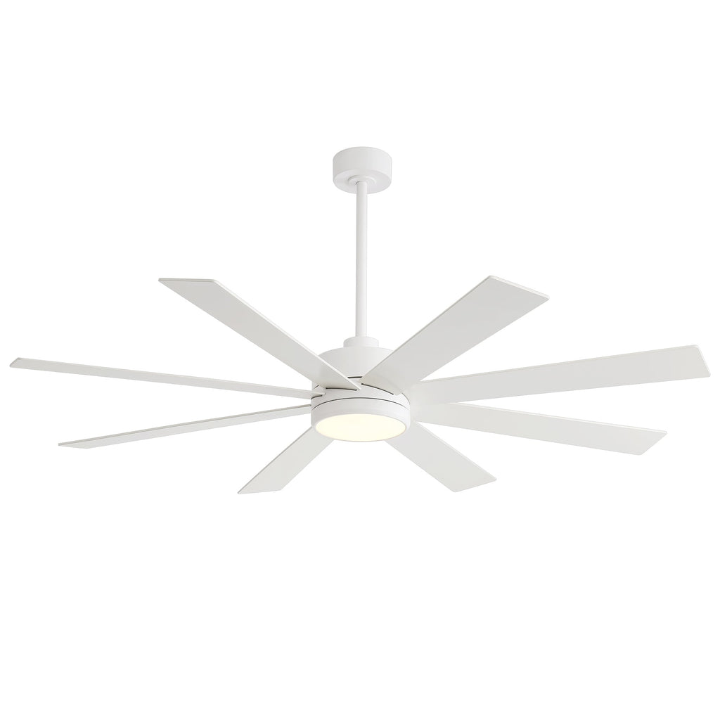 Ventilateur de plafond LED noir à 8 pales de 65 pouces avec éclairage et télécommande