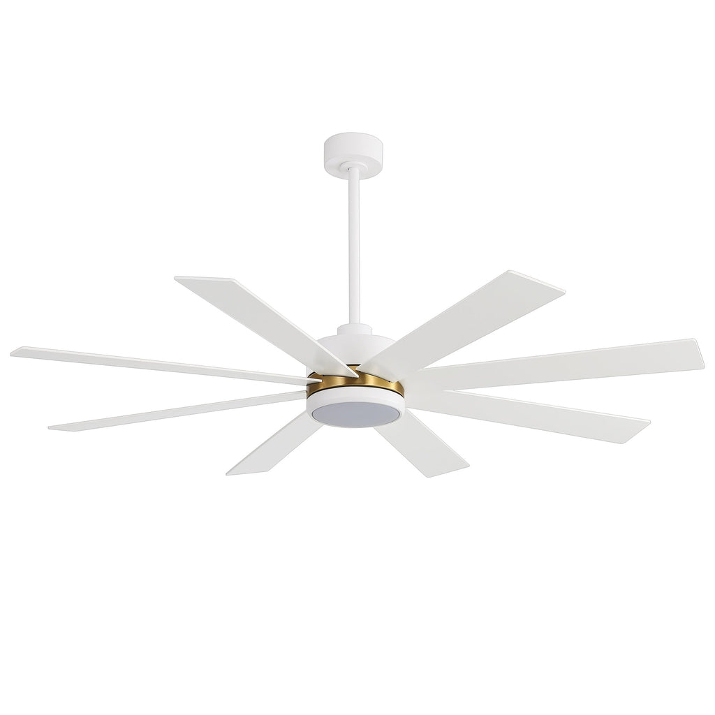 Ventilateur de plafond LED noir à 8 pales de 65 pouces avec éclairage et télécommande