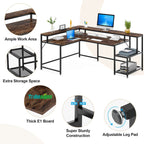 Bureau en L avec étagère pour écran, bureau d'angle réversible pour bureau à domicile 69