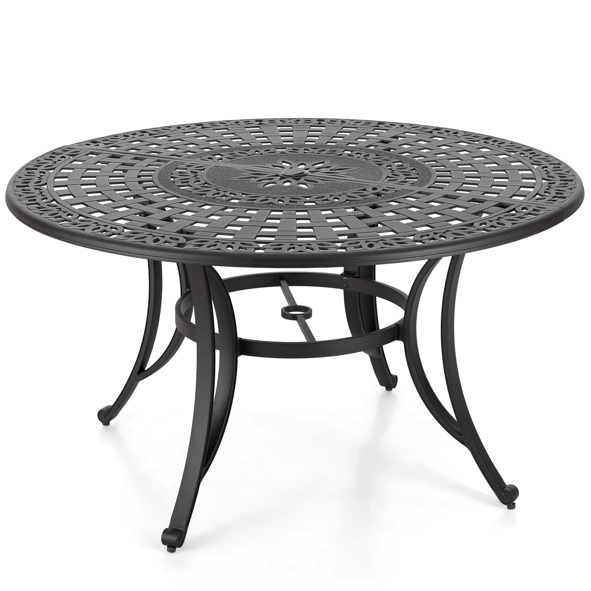 Ensemble de salle à manger/salle à manger de patio en aluminium moulé MAISON ARTS avec table à manger ronde et 6 chaises de patio en aluminium moulé