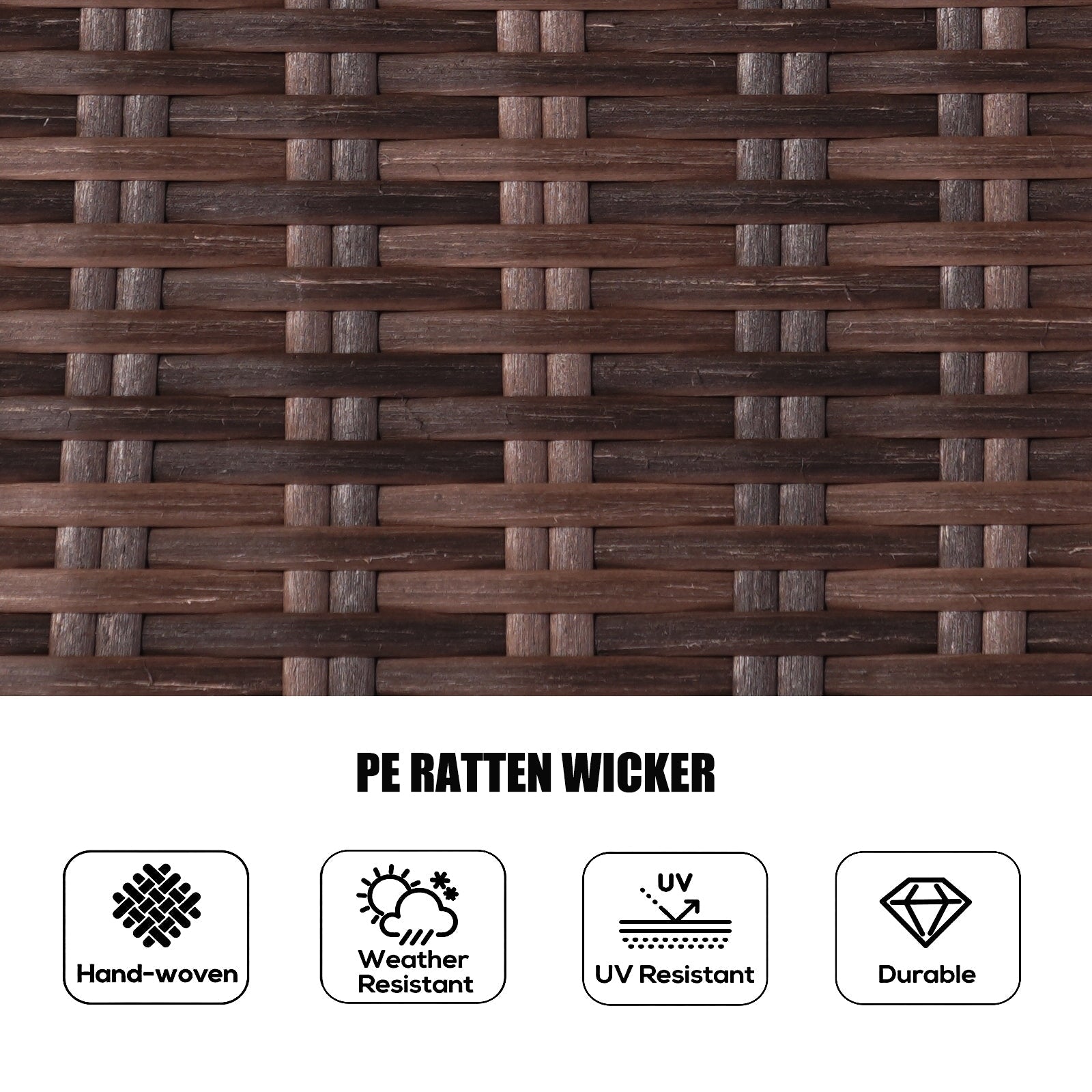 Ensemble de salle à manger rond en rotin et osier pour patio extérieur 7 pièces avec coussins par Moda Furnishings