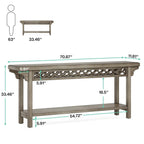 Table console longue en bois massif de style ferme de 70,8 pouces, table de canapé