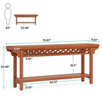 Table console longue en bois massif de style ferme de 70,8 pouces, table de canapé