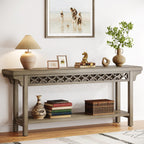 Table console longue en bois massif de style ferme de 70,8 pouces, table de canapé