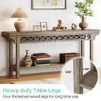 Table console longue en bois massif de style ferme de 70,8 pouces, table de canapé