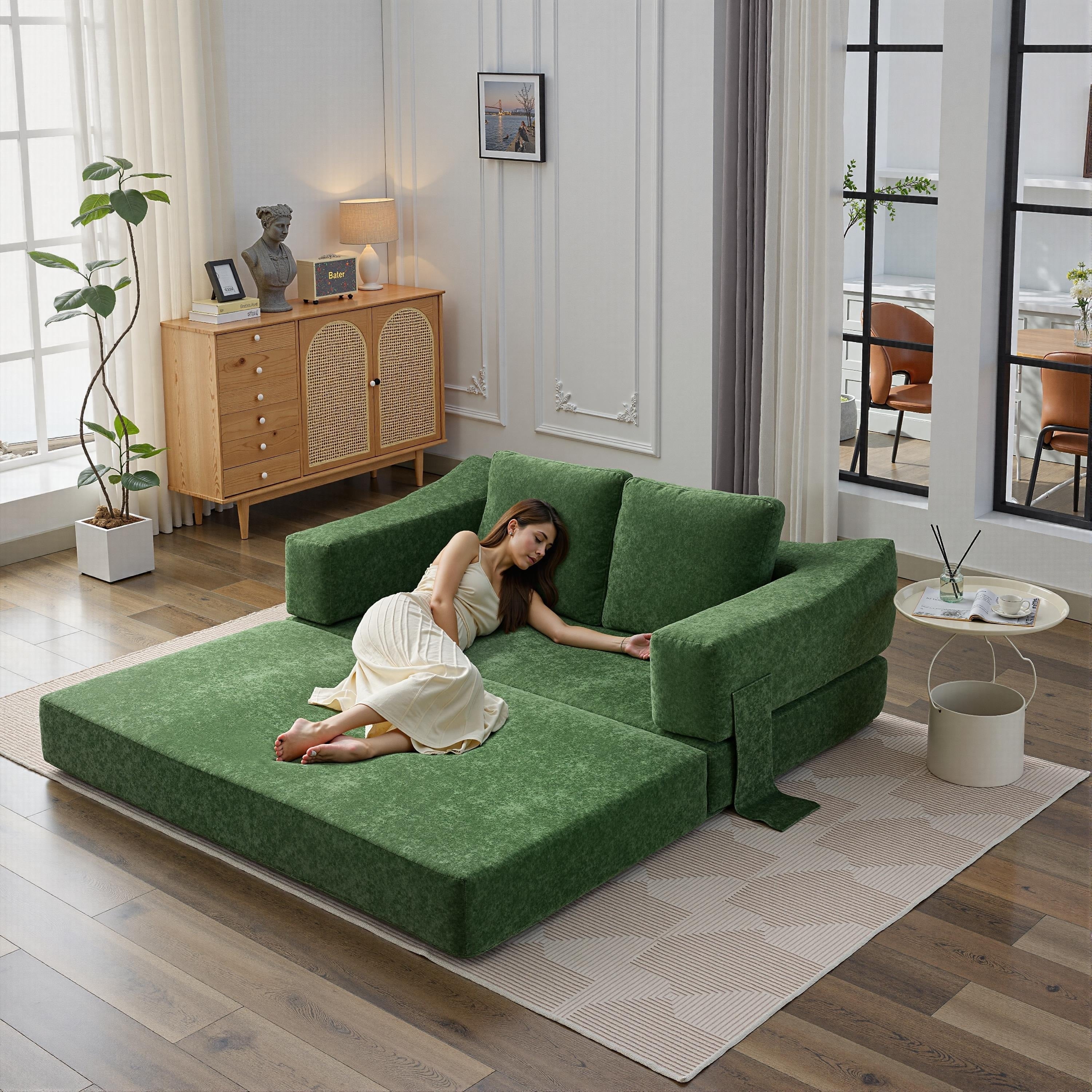 Canapé-lit convertible rembourré 70,87 $, fauteuil convertible, canapé de sol confortable pour salon, chambre, tissu chenille