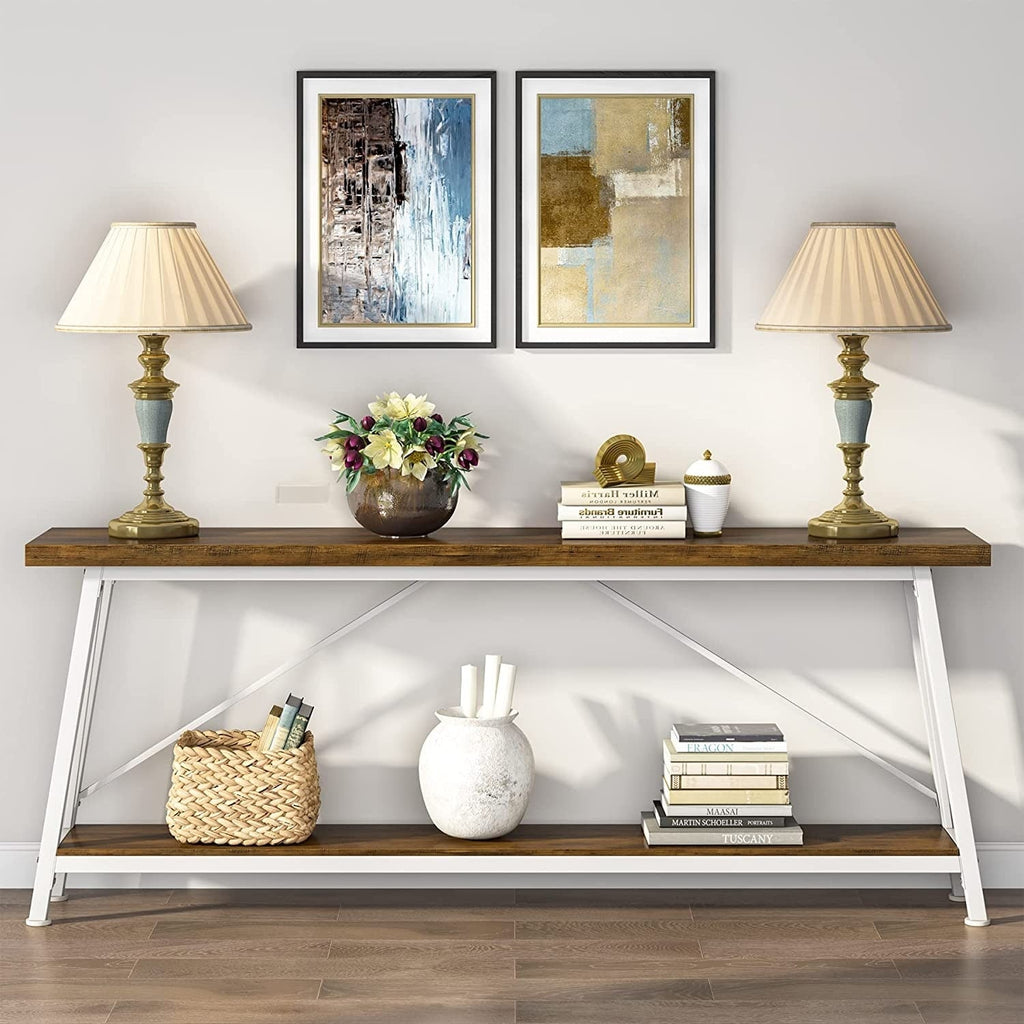 Table console d'entrée de style industriel extra-longue de 70,9 pouces