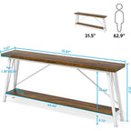 Table console d'entrée de style industriel extra-longue de 70,9 pouces