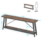 Table console d'entrée de style industriel extra-longue de 70,9 pouces