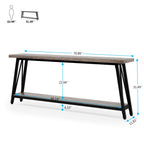 Table console d'entrée de style industriel extra-longue de 70,9 pouces
