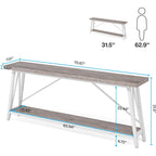 Table console d'entrée de style industriel extra-longue de 70,9 pouces