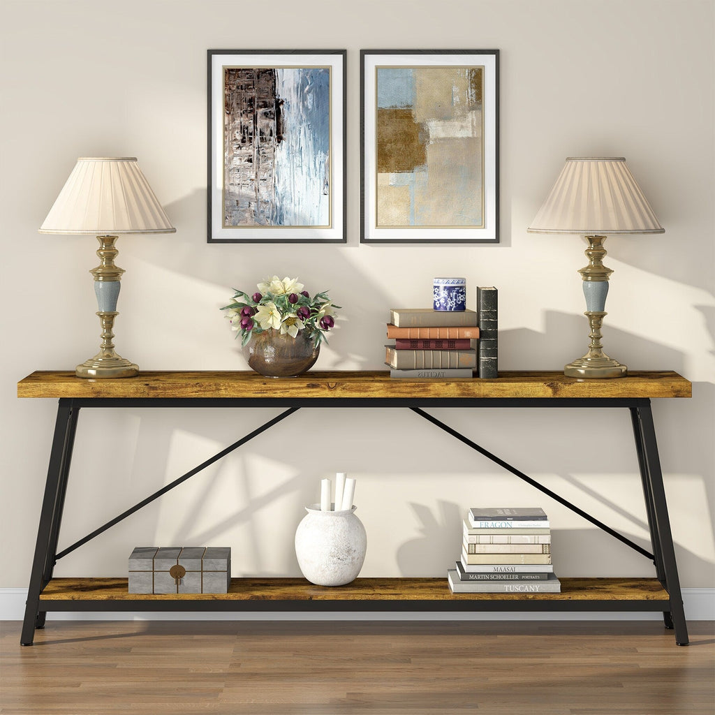 Table console d'entrée de style industriel extra-longue de 70,9 pouces