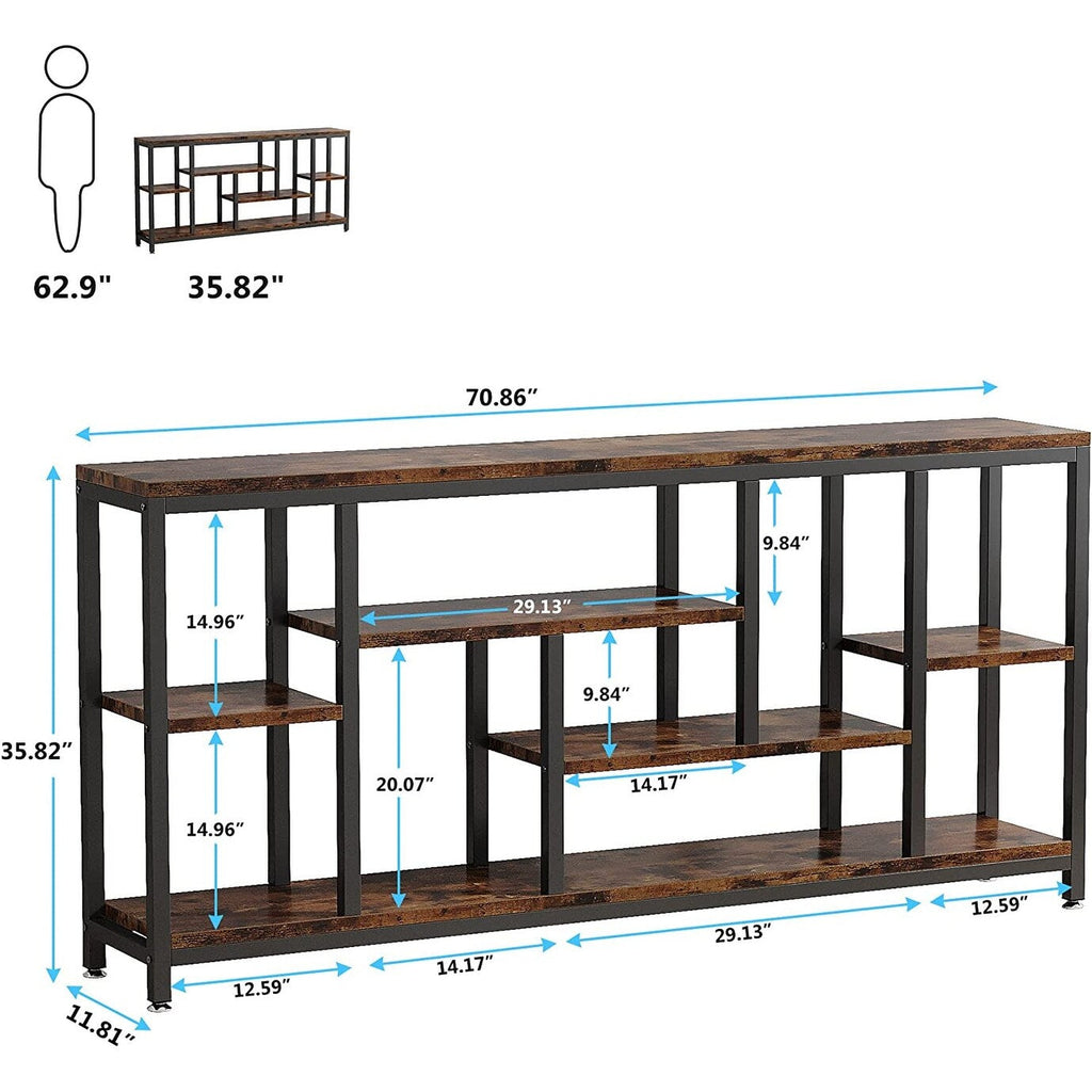 Console de canapé de 70,9 pouces avec rangement, table d'entrée à 3 niveaux pour couloir