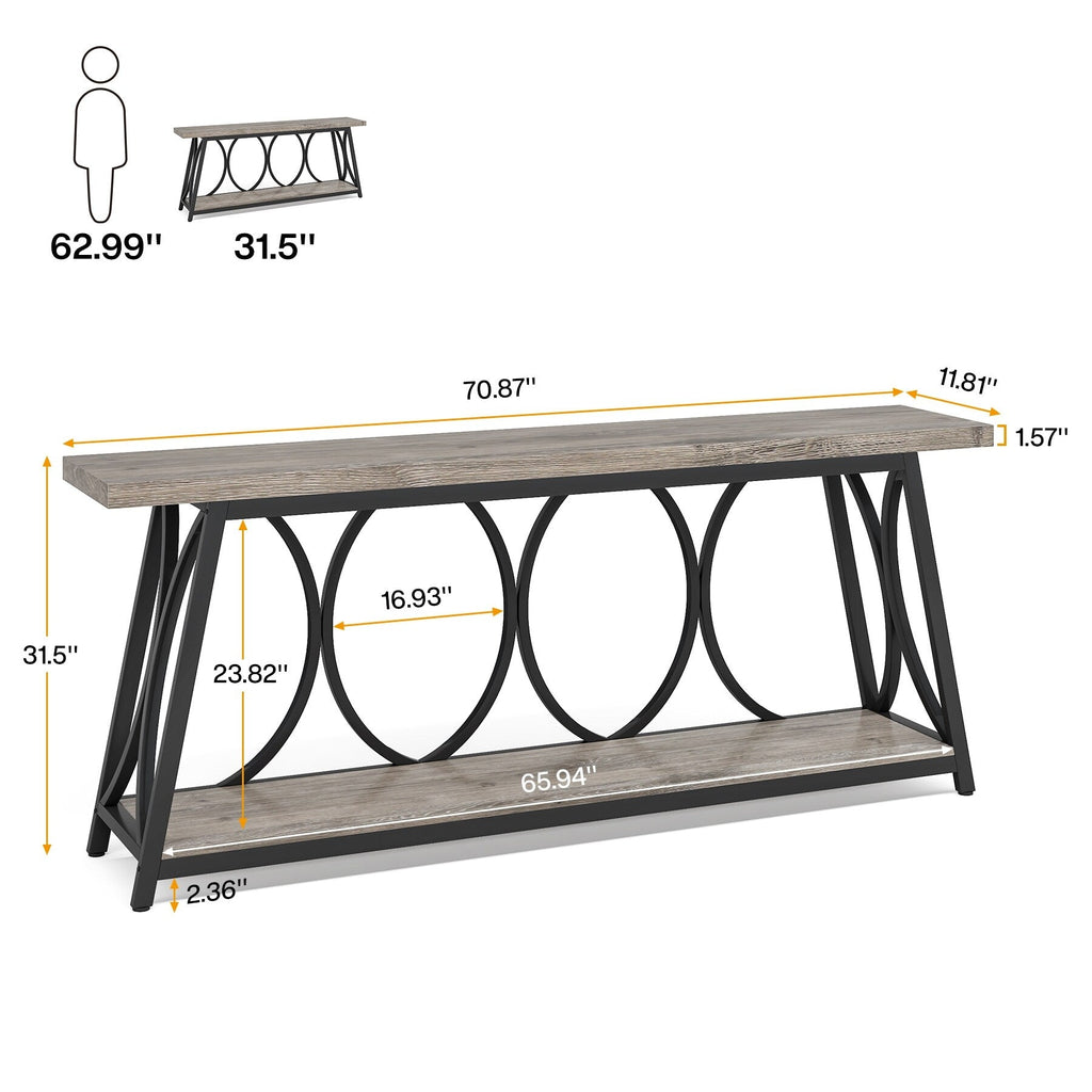 Table console extra longue de 70,9 pouces, table d'appoint pour salon