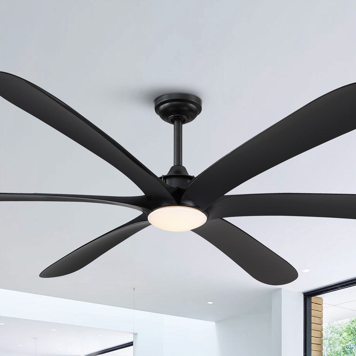 Grand ventilateur de plafond à courant continu à 6 pales en bois flotté de 72 pouces avec lumière et télécommande
