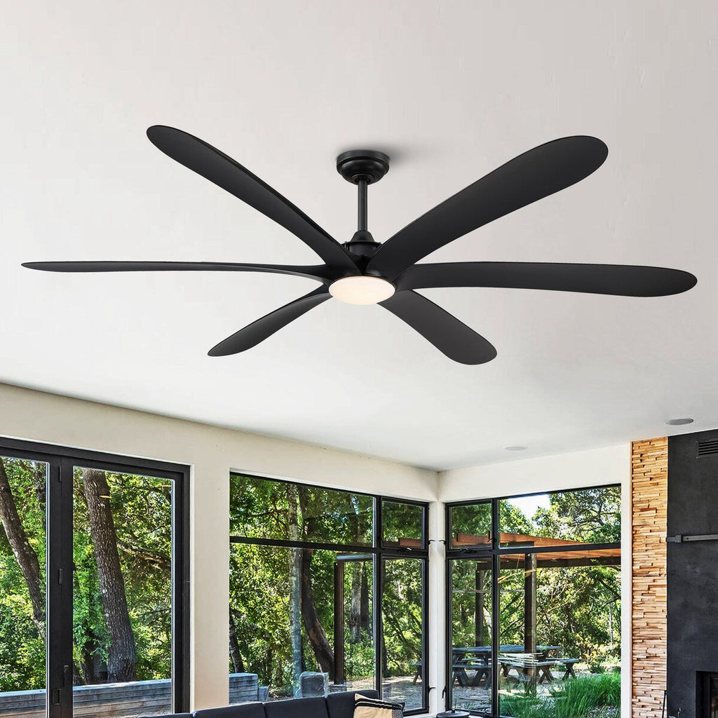 Grand ventilateur de plafond à courant continu à 6 pales en bois flotté de 72 pouces avec lumière et télécommande