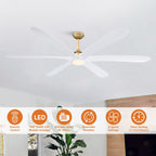 Grand ventilateur de plafond à courant continu à 6 pales en bois flotté de 72 pouces avec lumière et télécommande