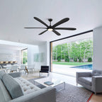 Grand ventilateur de plafond à courant continu à 6 pales en bois flotté de 72 pouces avec lumière et télécommande