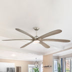 Grand ventilateur de plafond à courant continu à 6 pales en bois flotté de 72 pouces avec lumière et télécommande