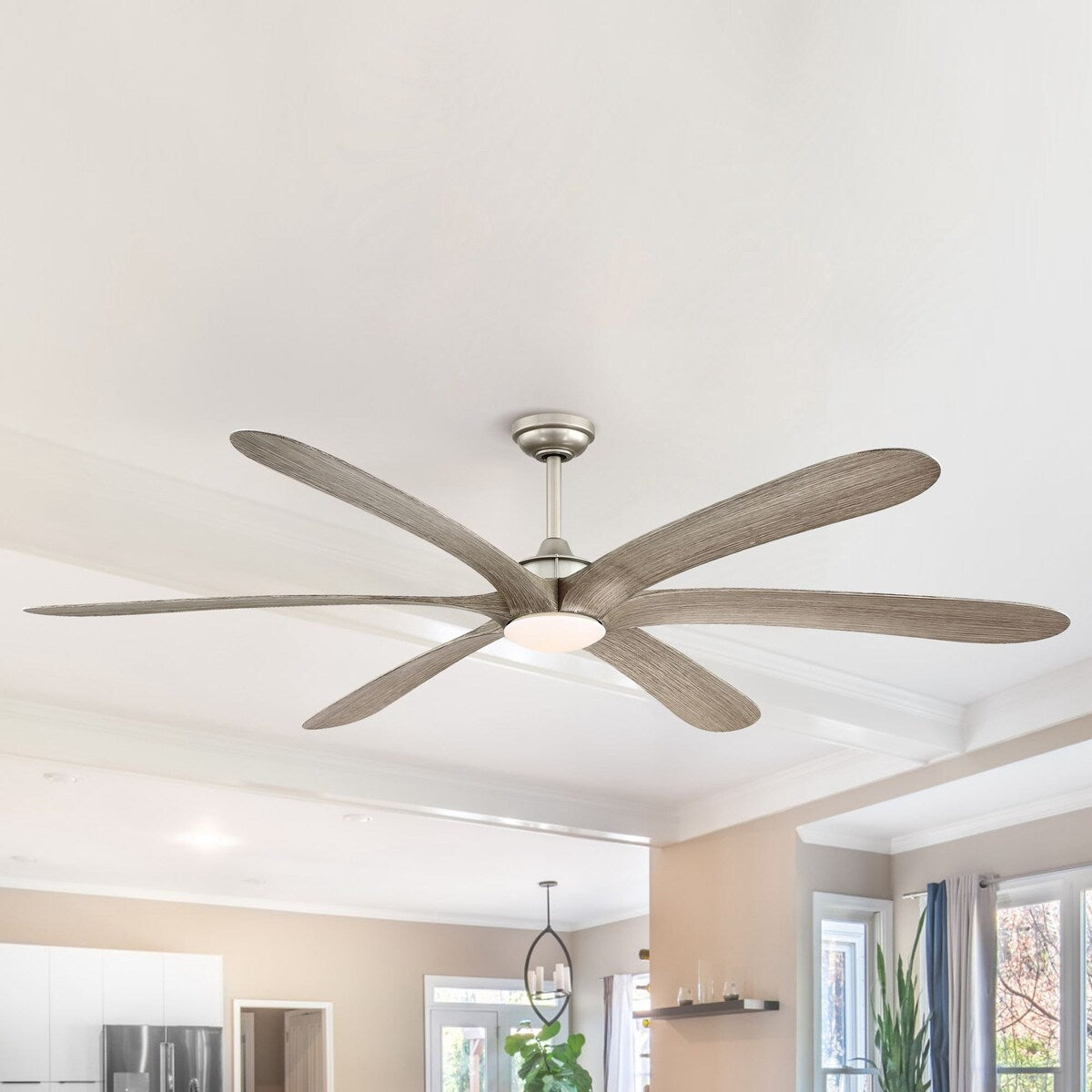 Grand ventilateur de plafond à courant continu à 6 pales en bois flotté de 72 pouces avec lumière et télécommande