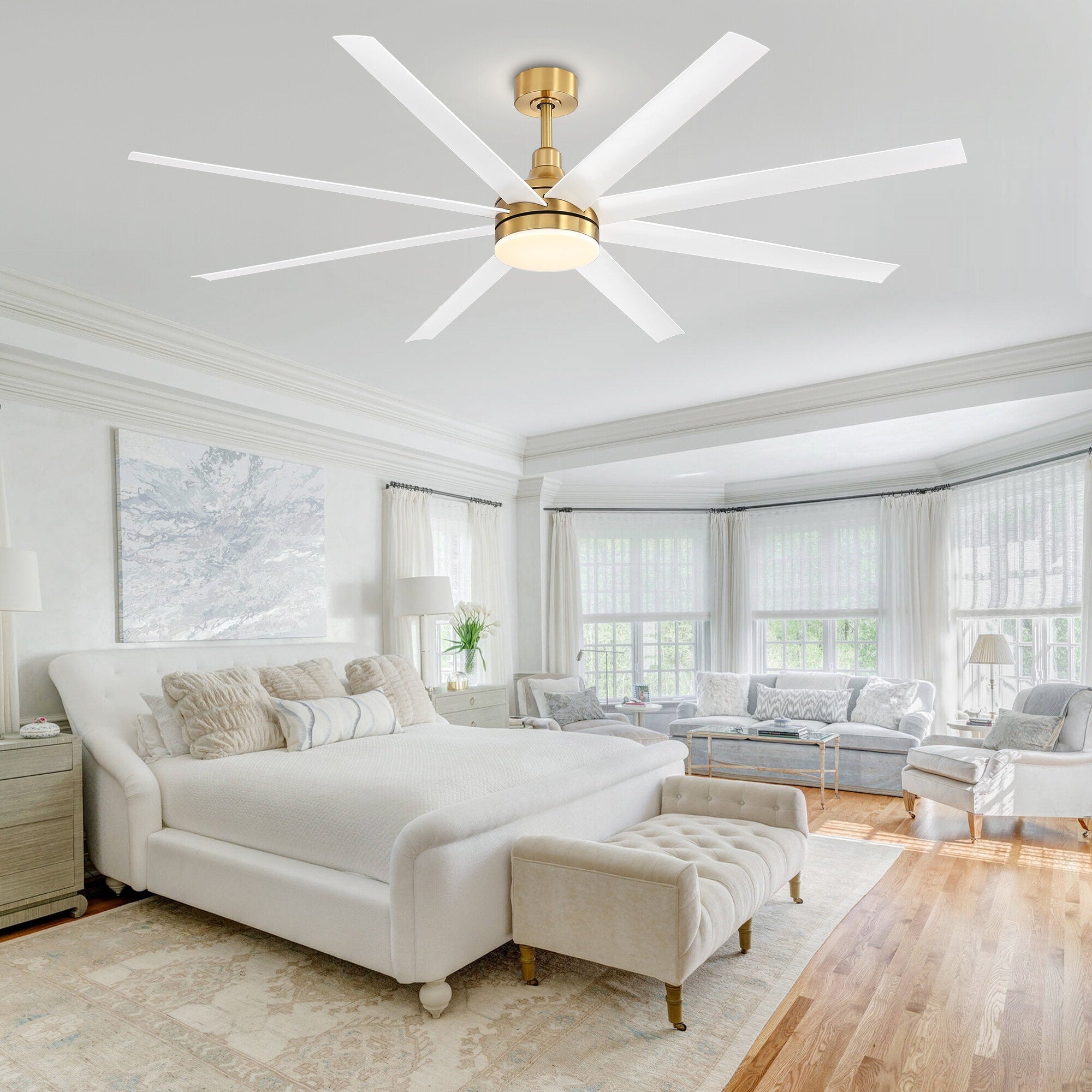 Grand ventilateur de plafond de 72 pouces avec télécommande et éclairage LED - 8 pales