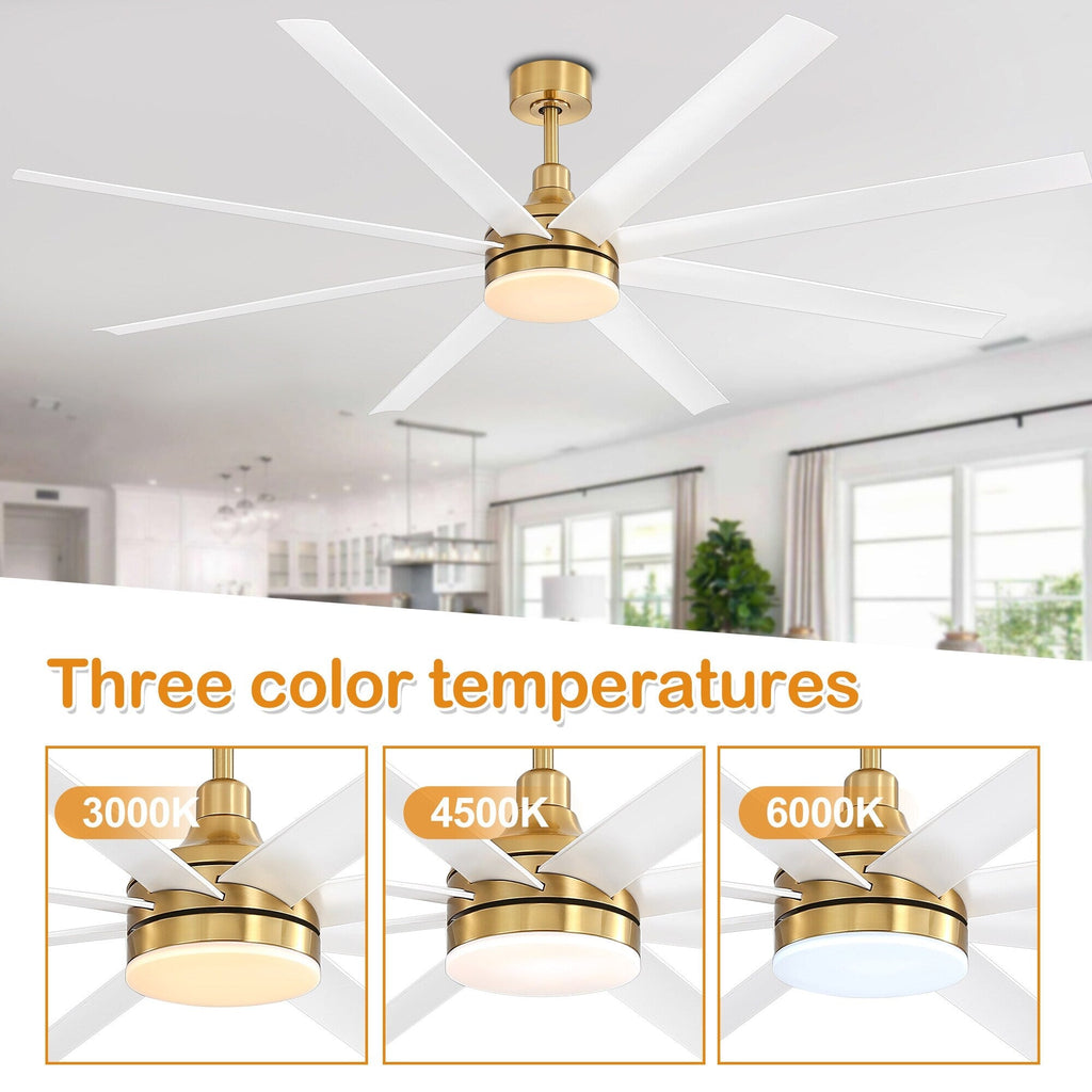 Grand ventilateur de plafond de 72 pouces avec télécommande et éclairage LED - 8 pales