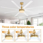 Grand ventilateur de plafond de 72 pouces avec télécommande et éclairage LED - 8 pales